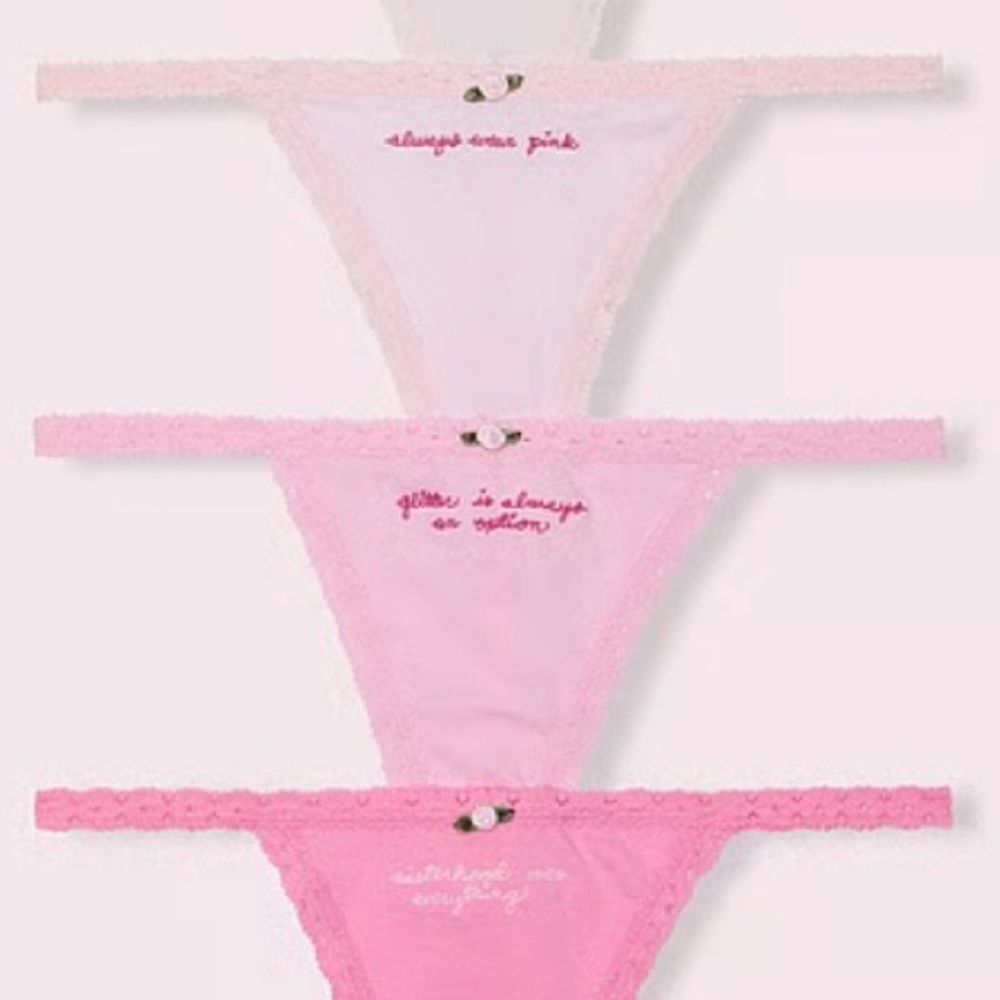 Pink x Love Shack Fancy Thong Panty Set - Picture 3 of 4